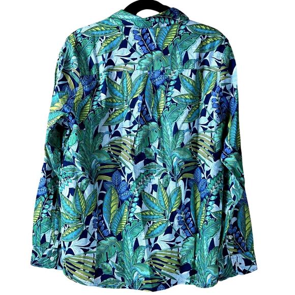 Soft Surrounding Jungle Leaf NWT Tropical Floral Size XL Longsleeve Button Shirt - Picture 2 of 8